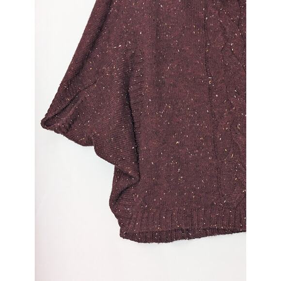 ANA A NEW APPROACH Wine cowl neck knit poncho sweater size 1X BohoWestern - Picture 4 of 11